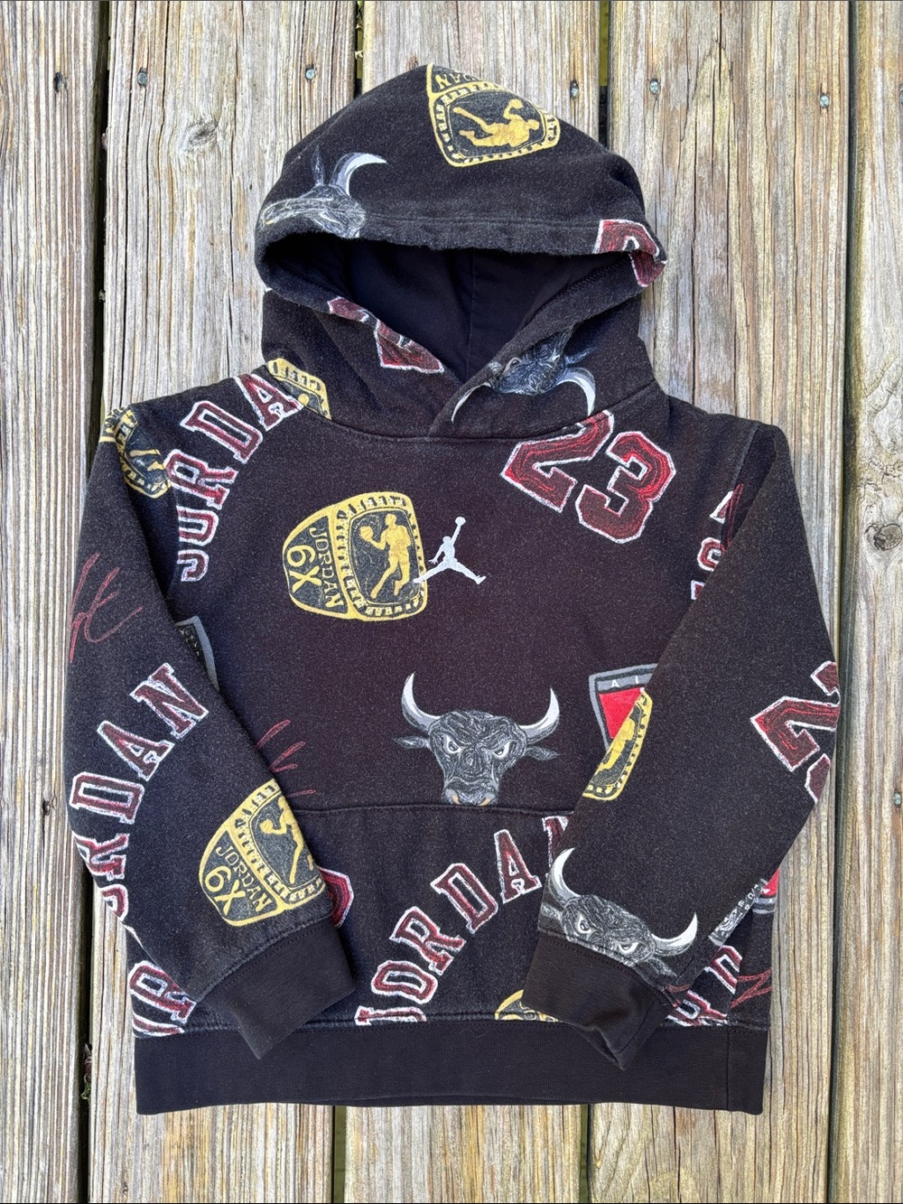NIKE | Kids Black Michael Jordan Chicago Bulls Pullover Hoodie | Size 6/7